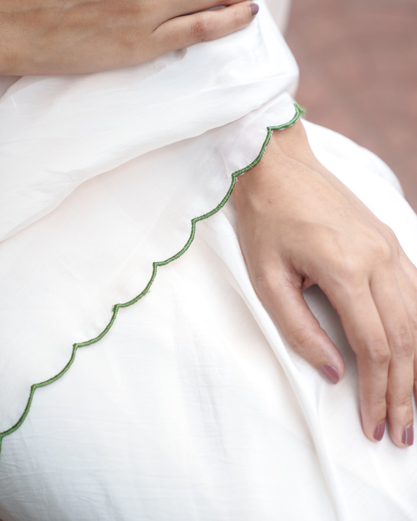 Creamy White Botanical Bliss Saree Set