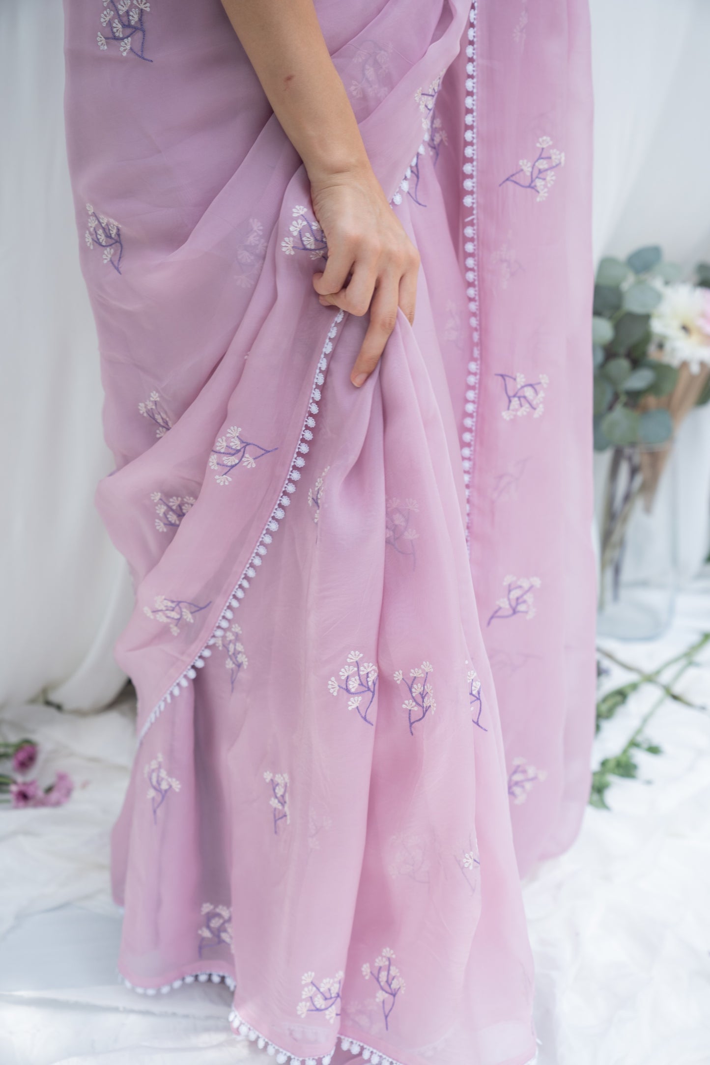 Lilac Bloom Saree Set