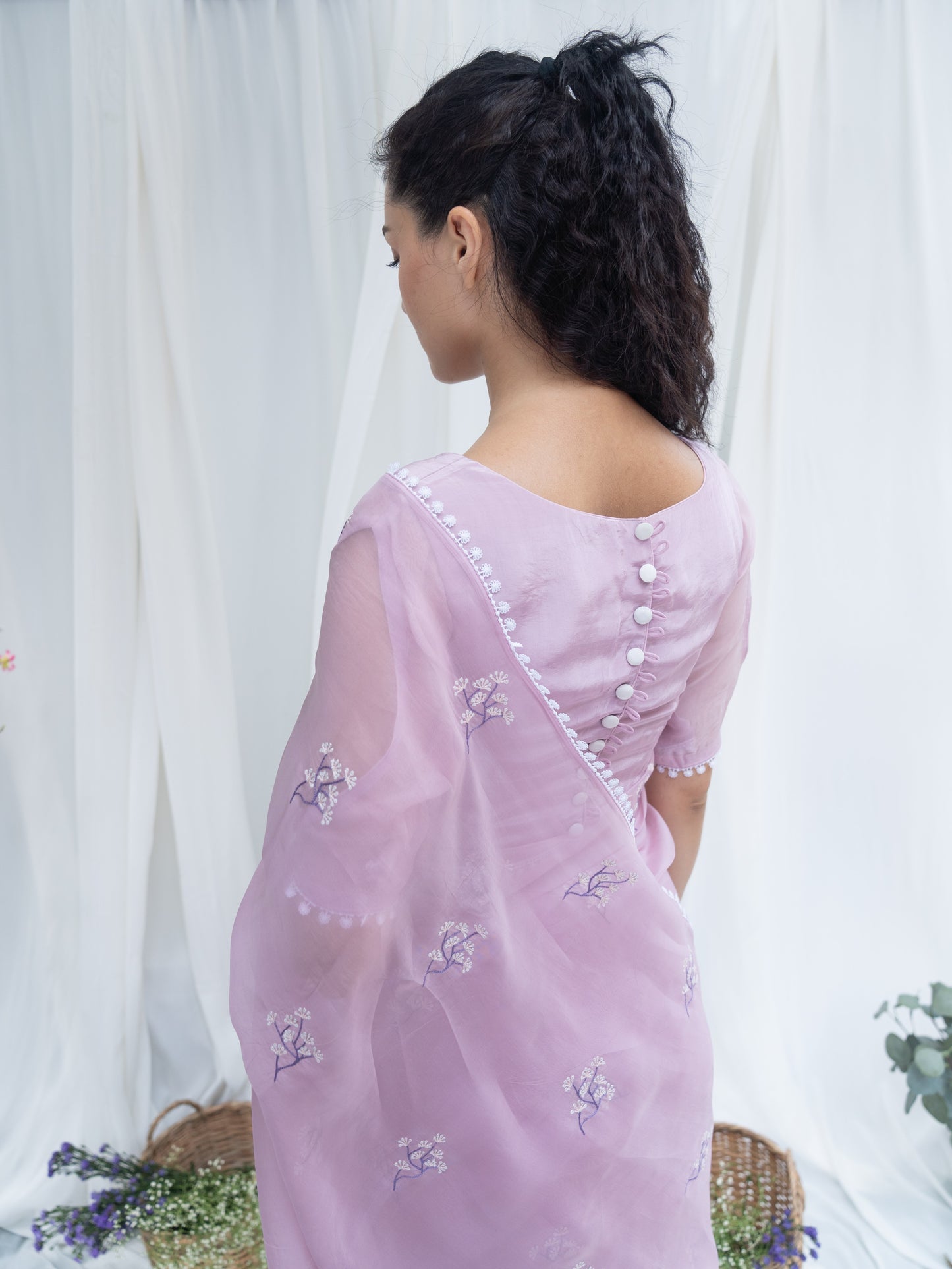 Lilac Bloom Saree Set