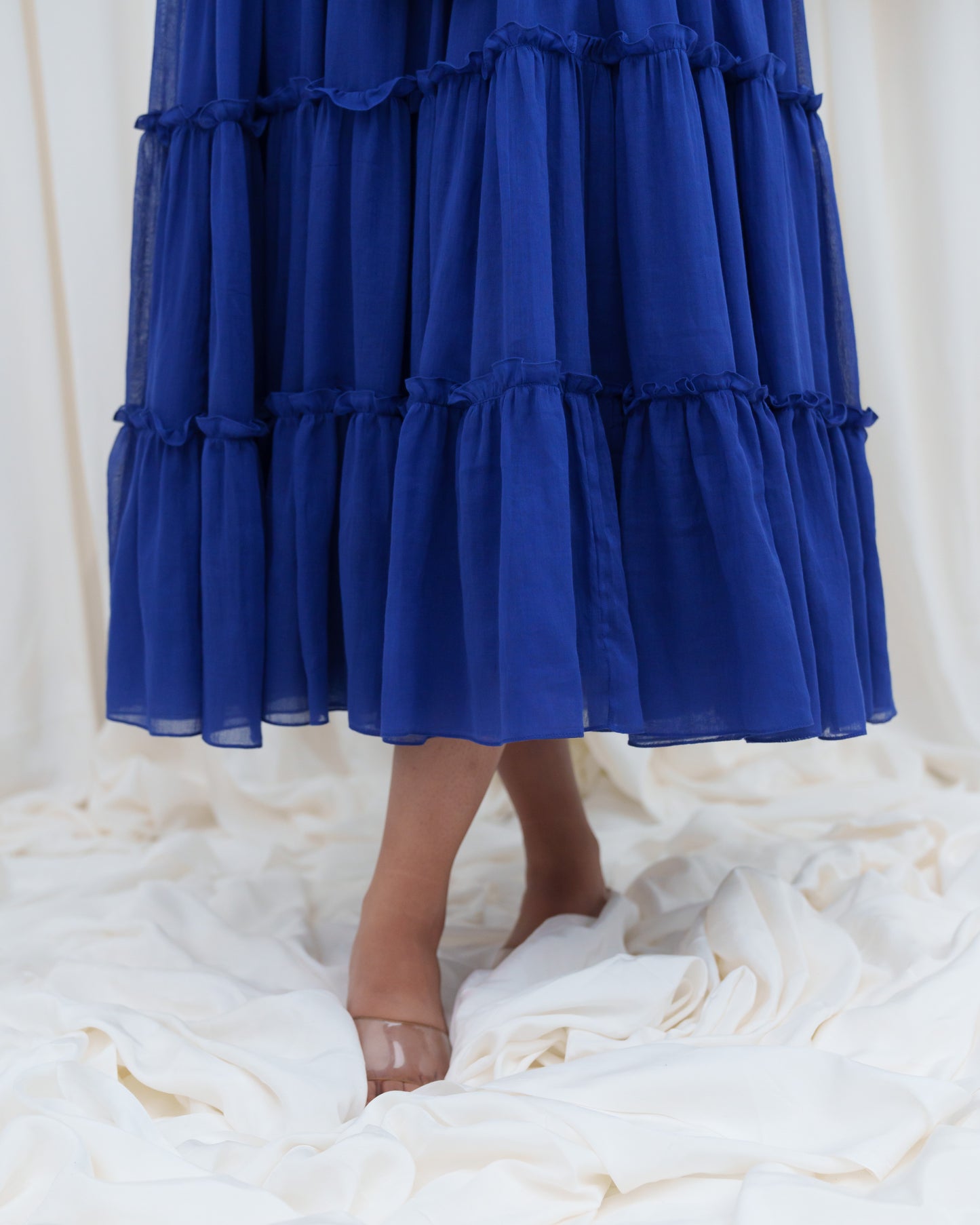 Frill & Flutter Dress in Blue