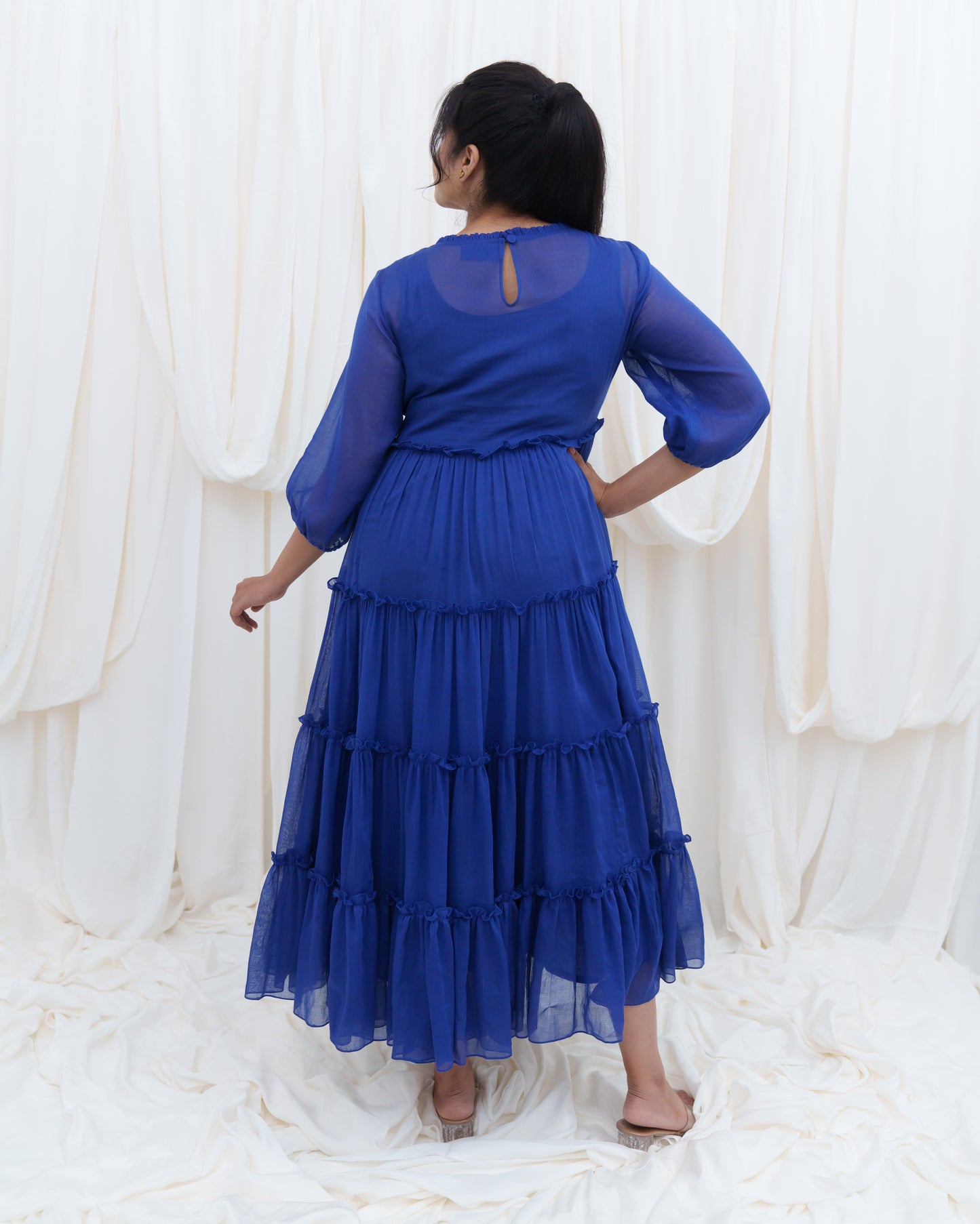 Frill & Flutter Dress in Blue