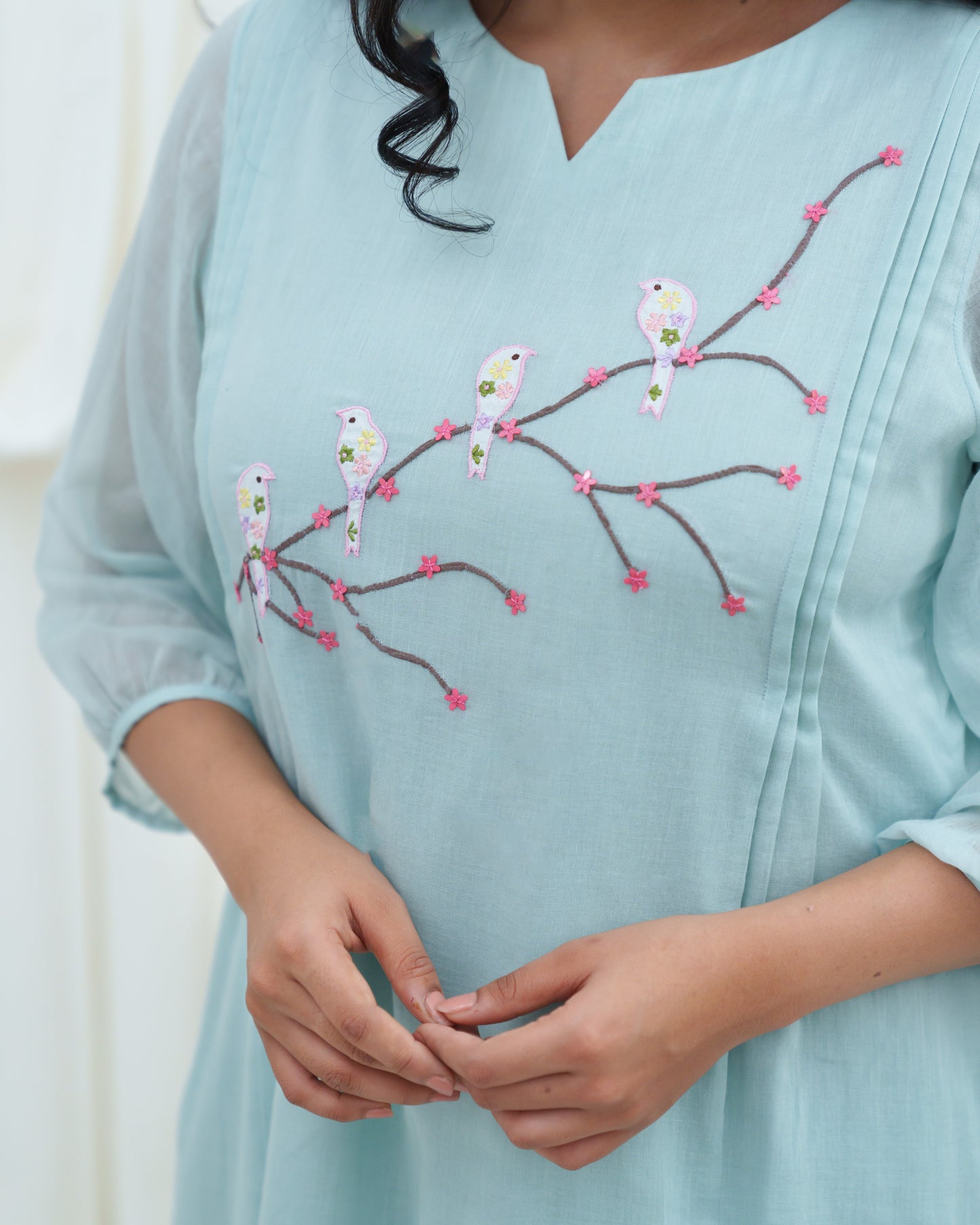 Bird Song Kurta Set In Blue