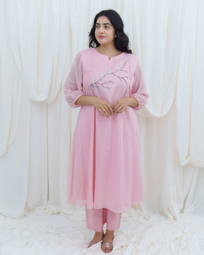 Bird Song Kurta In Pink